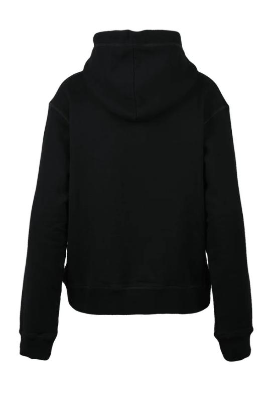 25SS 디스퀘어드2 후드 티셔츠 허리끈 조절 가능한 크롭 블랙 후드티 - DSQUARED2