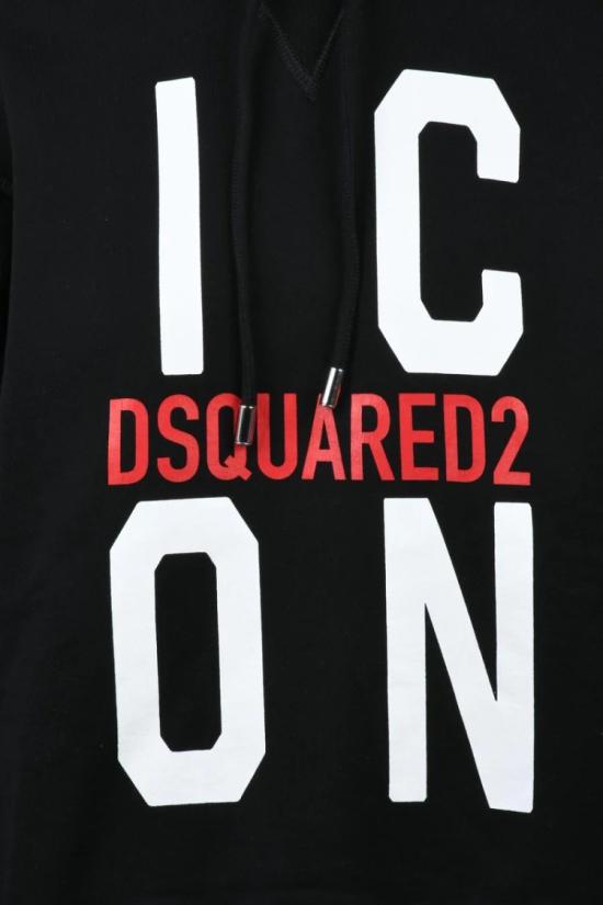 25SS 디스퀘어드2 후드 티셔츠 허리끈 조절 가능한 크롭 블랙 후드티 - DSQUARED2