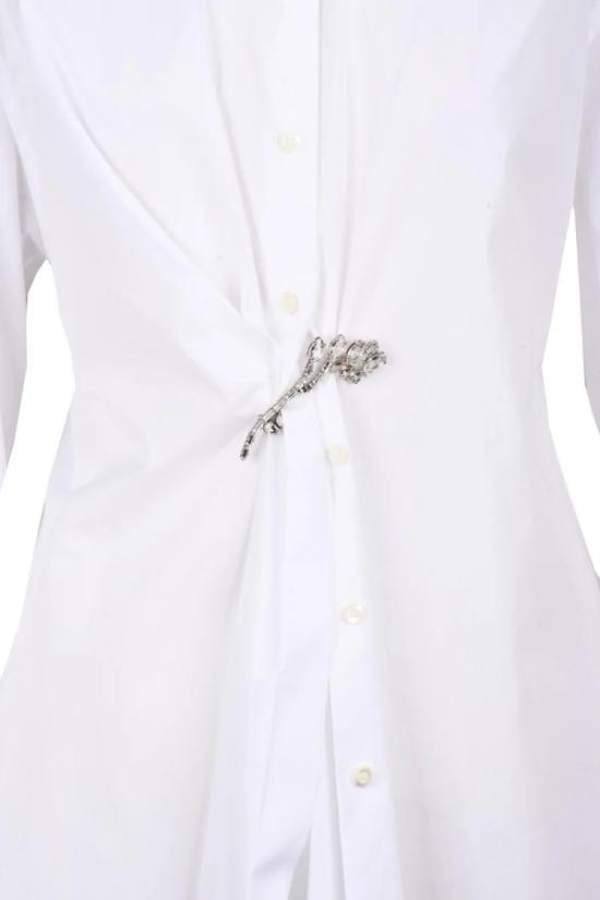  프라다 셔츠 오버사이즈 면 셔츠 - 화이트 - PRADA