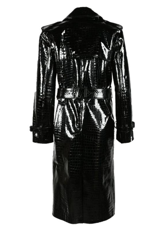  생로랑 트렌치 코트 에나멜 가죽 트렌치  - 블랙 - SAINT LAURENT