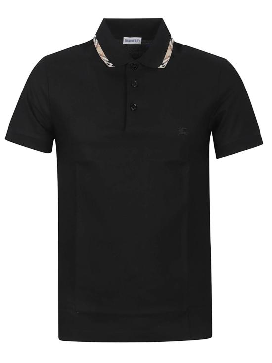 26SS 버버리 체크 트리밍 코튼 폴로셔츠 8126949 A1189 Black