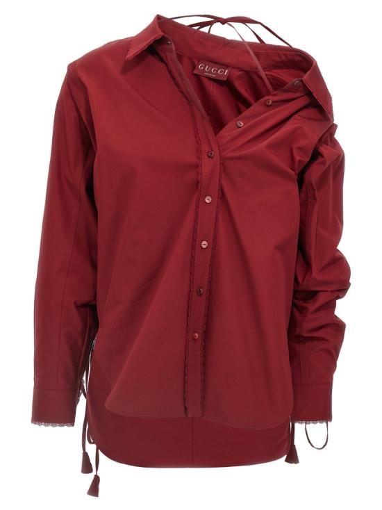 25SS 구찌 면 포플린 셔츠 830353Z7ADR6052 Red - GUCCI