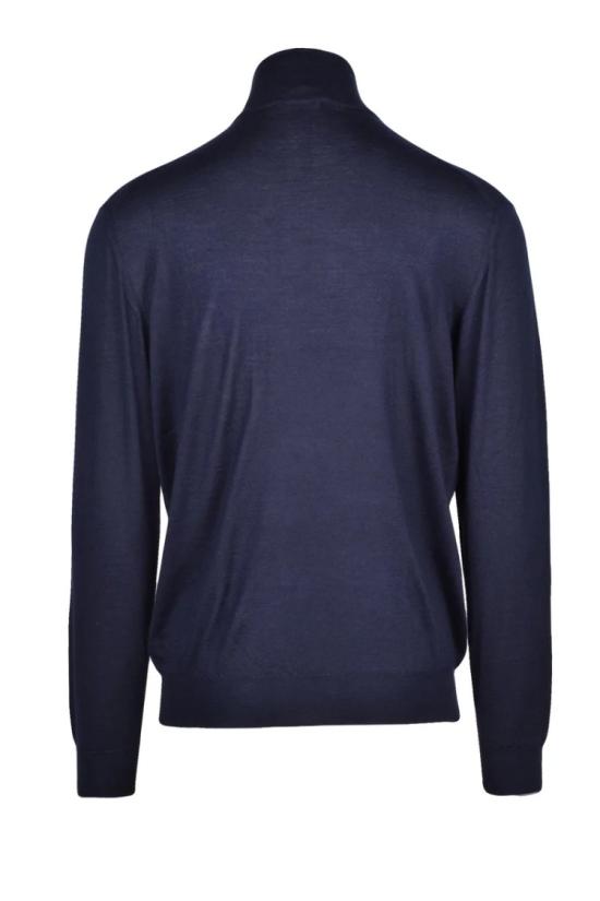  크루치아니 집업 니트 하이넥 지퍼 풀오버 - 블루 - CRUCIANI