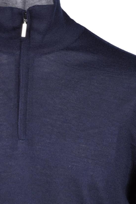  크루치아니 집업 니트 하이넥 지퍼 풀오버 - 블루 - CRUCIANI