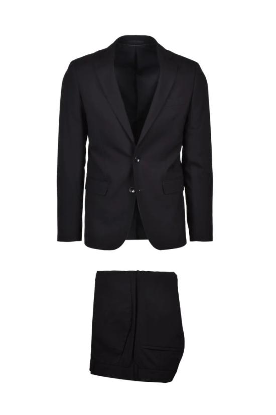  Premier Homme 수트 세트 정장 라운드 재킷 - 블랙