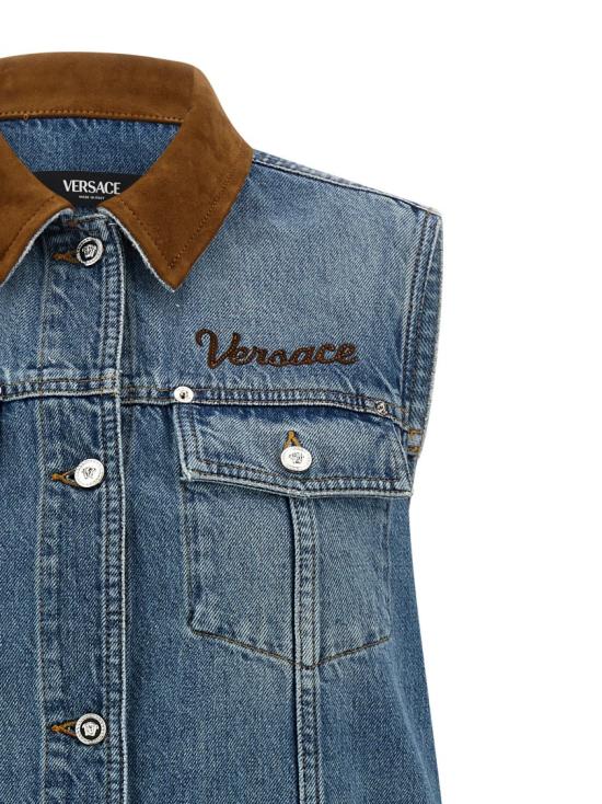 26SS 베르사체 데님 원피스 10226951A167511D800 Grey - VERSACE