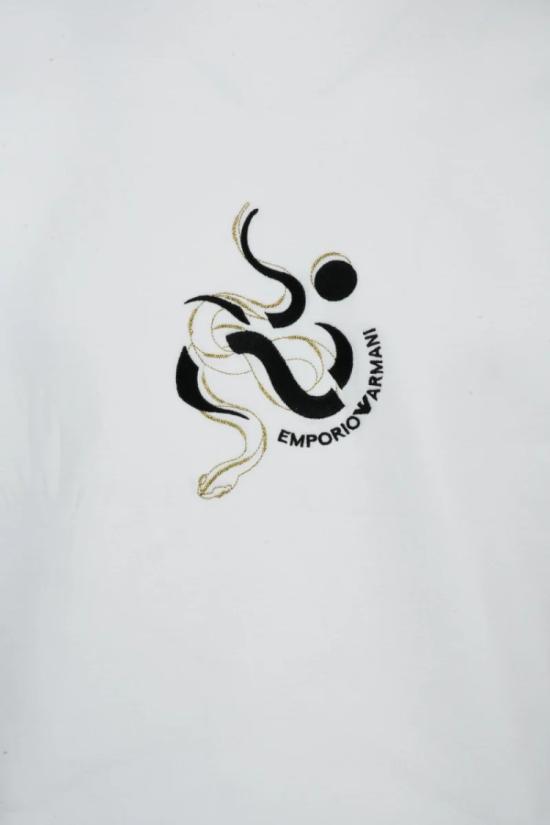 25SS 엠포리오 아르마니 탑 면 스판 스웨트셔츠 - 화이트 - EMPORIO ARMANI