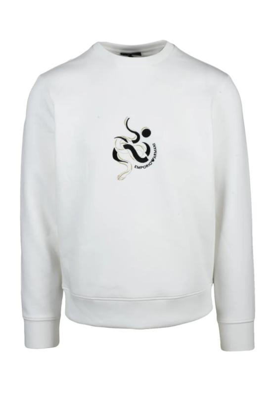 25SS 엠포리오 아르마니 탑 면 스판 스웨트셔츠 - 화이트