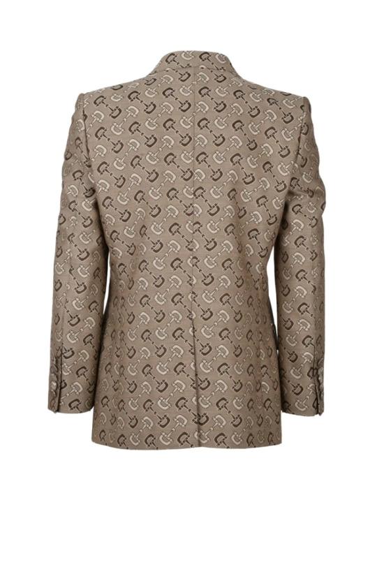  구찌 수트 자켓 더블 브레스트 재킷, 면/울 소재, 갈색 - GUCCI