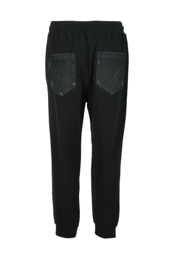  돈답 탑 허리 사이즈 조절 가능한 편안한 핏의 블랙 트레이닝 팬츠 - DONDUP