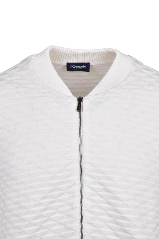 25SS 드루모어 집업 니트 면 지퍼 가디건 - 화이트 - DRUMOHR