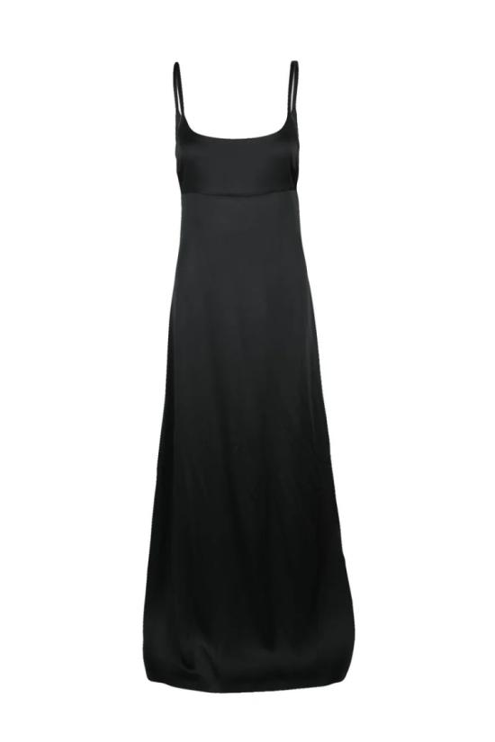 25SS 막스마라 롱 원피스 데데 플레어 새틴 드레스 - 블랙