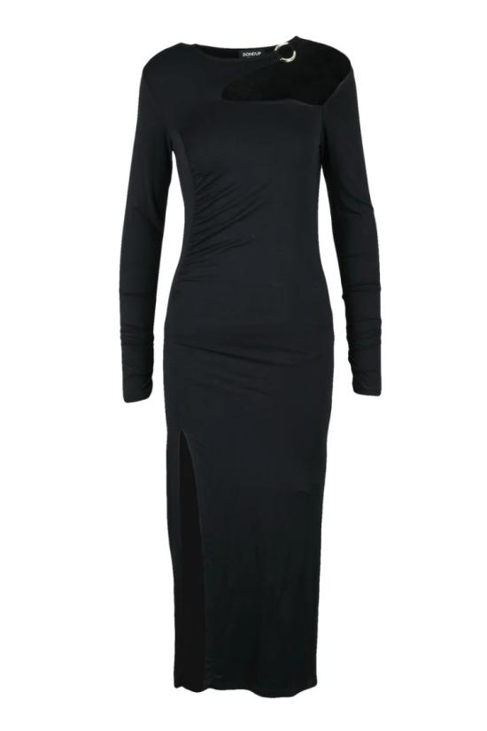  돈답 롱 원피스 블랙 저지 맥시 드레스