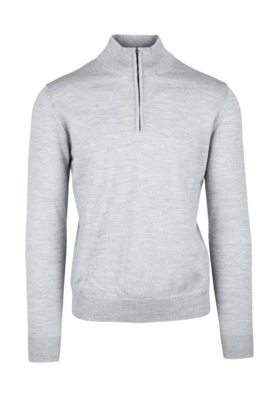  루이지 보렐리 집업 니트 스웨터 - 연회색