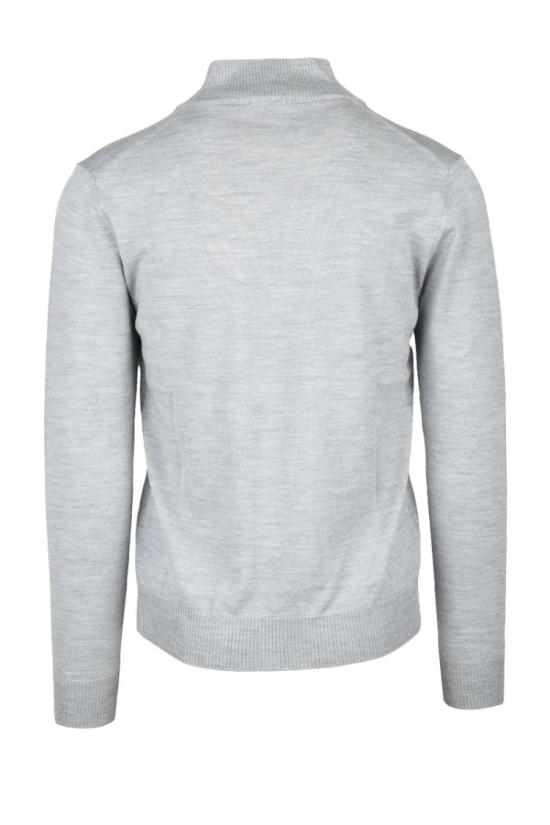  루이지 보렐리 집업 니트 스웨터 - 연회색 - LUIGI BORRELLI