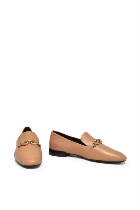  토리버치 플랫 슈즈 가죽 로퍼 - 베이지 - TORY BURCH
