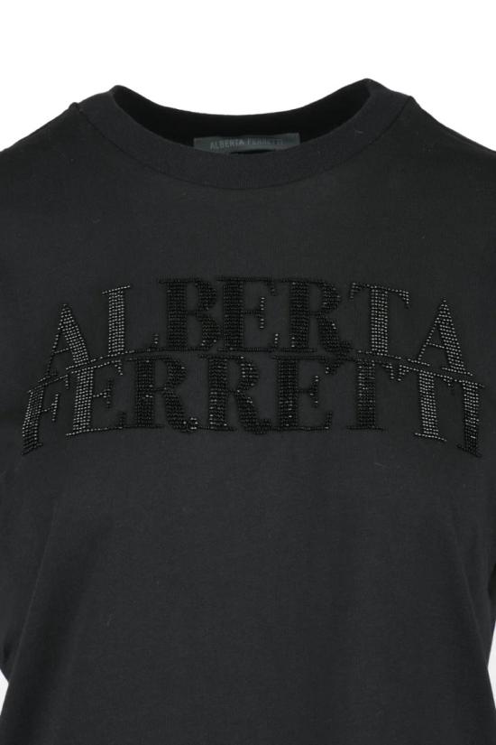  알베르타 페레티 반팔 티셔츠 면 티셔츠 - 블랙 - ALBERTA FERRETTI