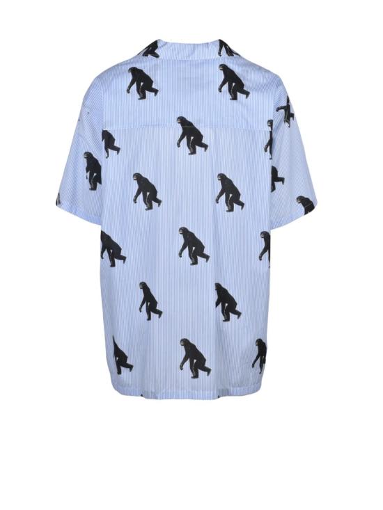 25SS 모스키노 반팔 셔츠 줄무늬  - 흰색/연한 파란색 - MOSCHINO