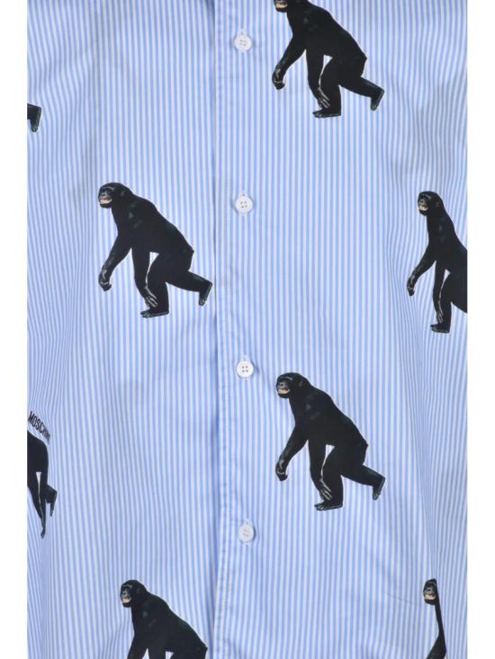 25SS 모스키노 반팔 셔츠 줄무늬  - 흰색/연한 파란색 - MOSCHINO