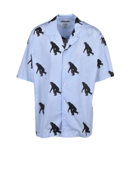 25SS 모스키노 반팔 셔츠 줄무늬  - 흰색/연한 파란색