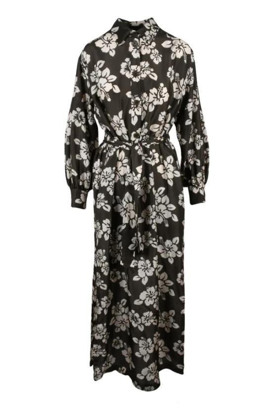 25SS 아스페시 롱 원피스 새틴 튜닉 드레스 - 녹색/흰색