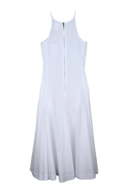 25SS 스포트막스 롱 원피스 민소매 플레어 화이트 코튼 미디 드레스 - SPORTMAX