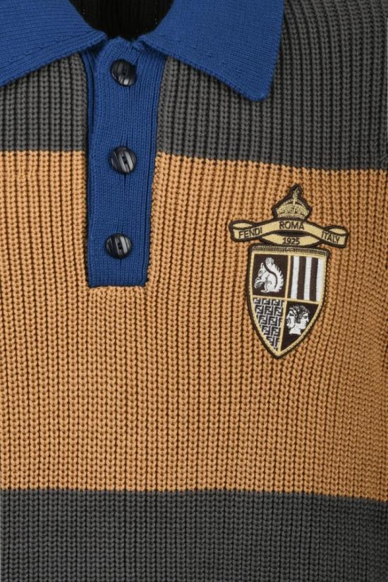 25SS 펜디 니트 베스트 면 조끼 - 파란색/갈색 - FENDI