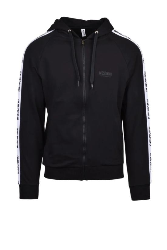  모스키노 탑 언더웨어 지퍼 후드티 - 블랙