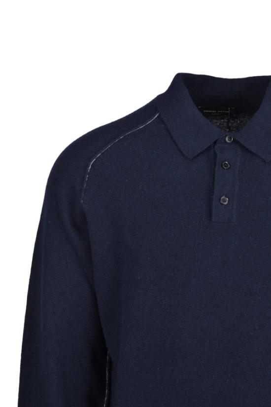  로베르토 콜리나 폴로 티셔츠 니트 폴로 셔츠 (울/캐시미어) - 블루 - ROBERTO COLLINA