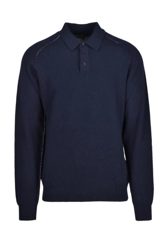  로베르토 콜리나 폴로 티셔츠 니트 폴로 셔츠 (울/캐시미어) - 블루