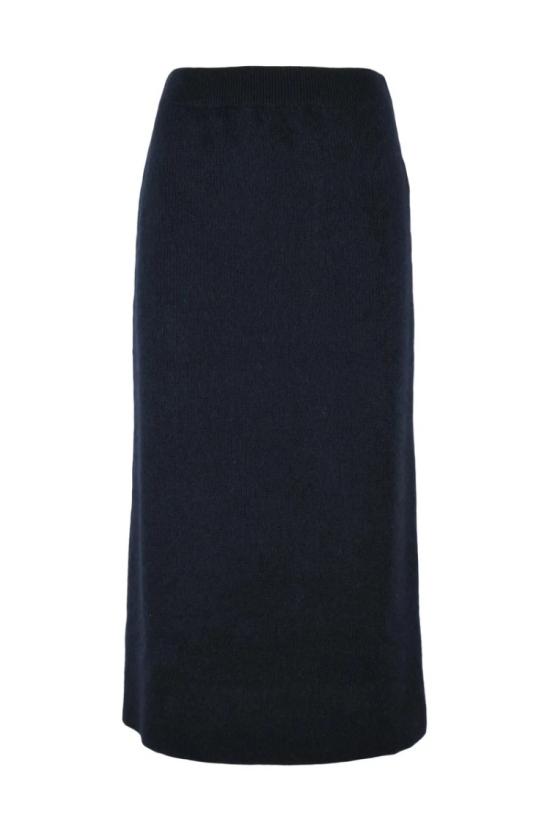  파비아나 필리피 롱 스커트 허리 부분이 고무줄 처리된 파란색 미디