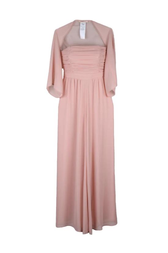 25SS 페니 블랙 롱 원피스 타바코 드레스와 볼레로 세트 - 핑크