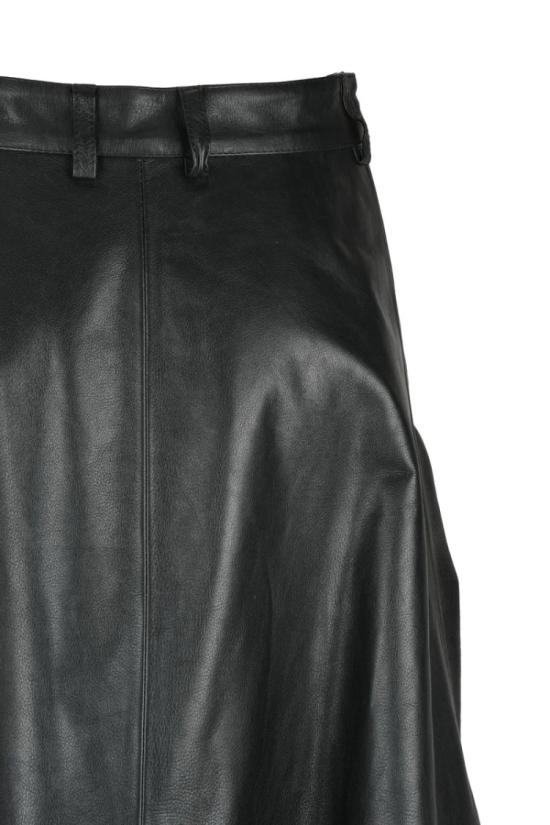  발렌시아가 미디 스커트 긴 가죽  - 블랙 - BALENCIAGA