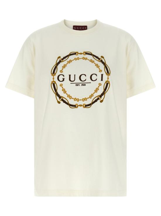 26SS 구찌 프린트 디테일 코튼 저지 티셔츠 837959XJHQY9750 White