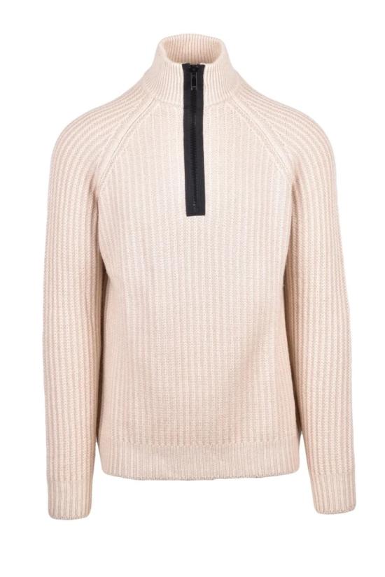  돈답 집업 니트 울 지퍼 모크넥 스웨터 - 베이지