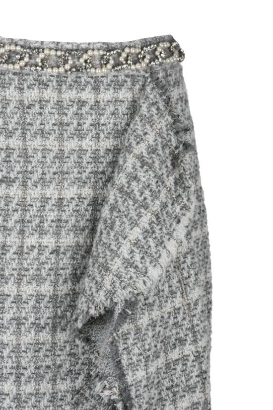 25SS 엘리자베타프랜치 롱 스커트 롱 머메이드 부클레  - 펄 그레이 - ELISABETTA FRANCHI