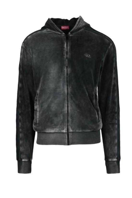  디젤 탑 남성용 스웨트셔츠 - 블랙 코튼 혼방