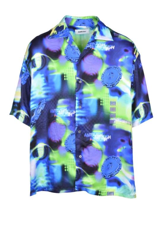  Ambush 반팔 셔츠 프린트  - 파란색/녹색