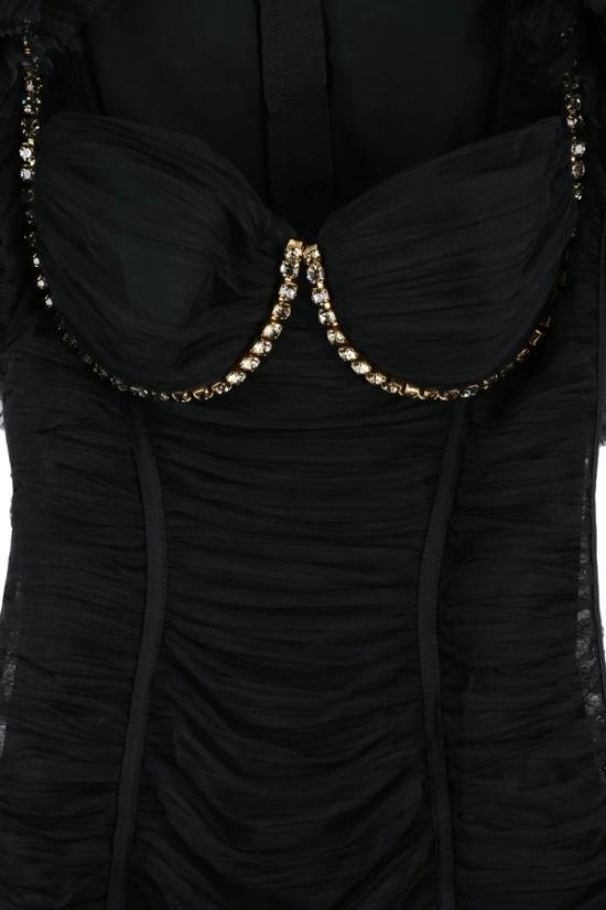 25SS 엘리자베타프랜치 미디 원피스 롱 튤 드레스 - 블랙 - ELISABETTA FRANCHI