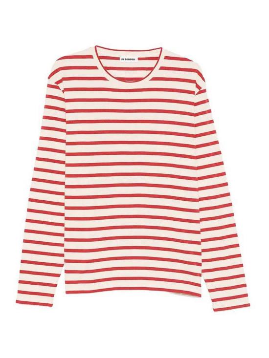 26SS 질샌더 리브드 코튼 멀티 스트라이프 티셔츠 J46497J47NH0002649 Beige