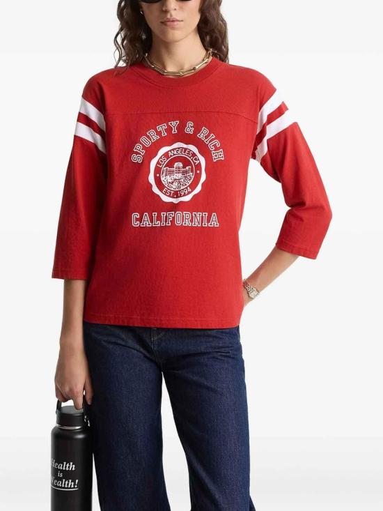 26SS 스포티앤리치 반팔 티셔츠 TO02264508RERUBWH Red - SPORTY & RICH