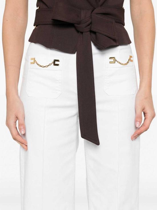 26SS 엘리자베타프랜치 스트레이트 팬츠 PJ25D61E2360 White - ELISABETTA FRANCHI