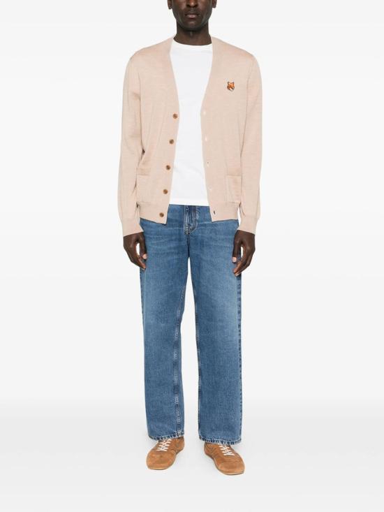 26SS 메종키츠네 폭스 헤드 메리노 레귤러 가디건 PM00501KT1181ROAST Beige - MAISON KITSUNE