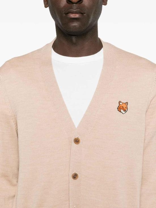 26SS 메종키츠네 폭스 헤드 메리노 레귤러 가디건 PM00501KT1181ROAST Beige - MAISON KITSUNE