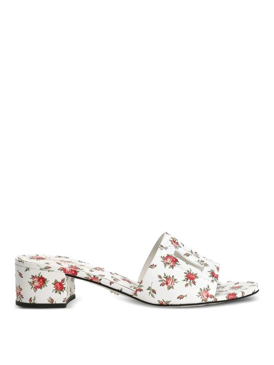 26SS 돌체앤가바나 로즈 프린트 카프스킨 뮬 CR1755AZ046HA5XJ White