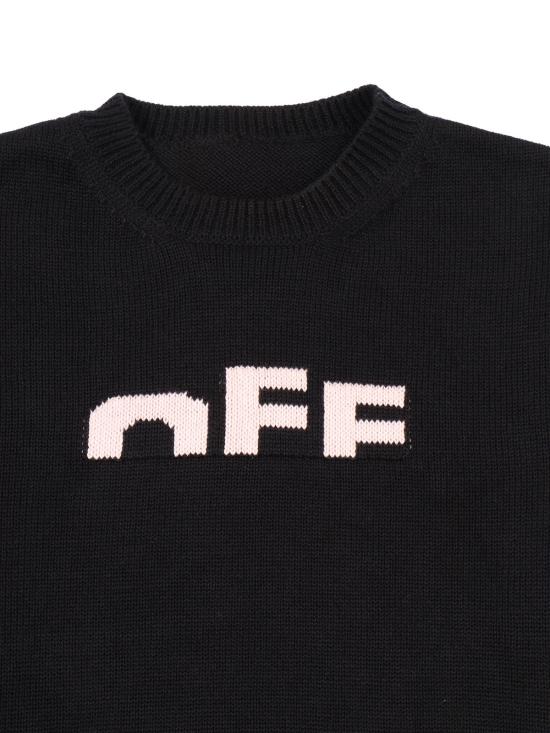  [키즈] 오프화이트 풀오버 타입 로고 니트 크루넥 스웨트셔츠 (블랙) - OFF WHITE