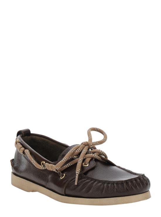  골든구스 로퍼 골든 구스 보트 모카신 가죽 , 둥근 앞코, 브라운 색상 - GOLDEN GOOSE