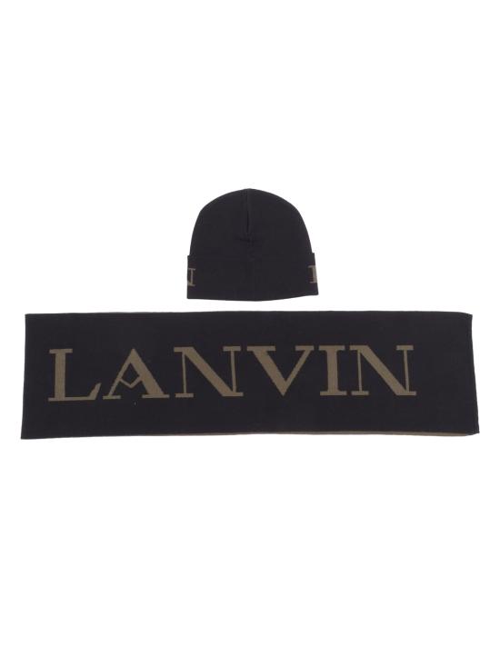  랑방 모자 캡 코튼 울 햇 세트 블랙 - LANVIN