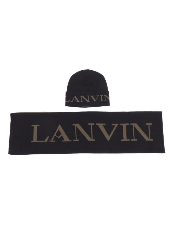  랑방 모자 캡 코튼 울 햇 세트 블랙 - LANVIN