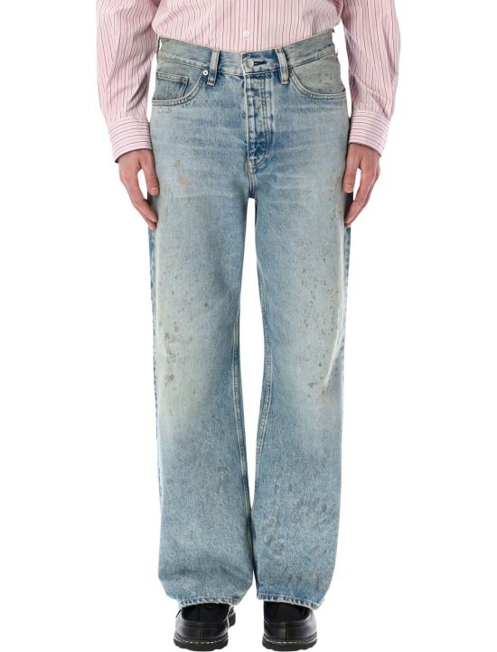  선플라워 데님 해바라기 릴렉스드 부츠 페인트 워른 진 라이트/미드 블루 인디고